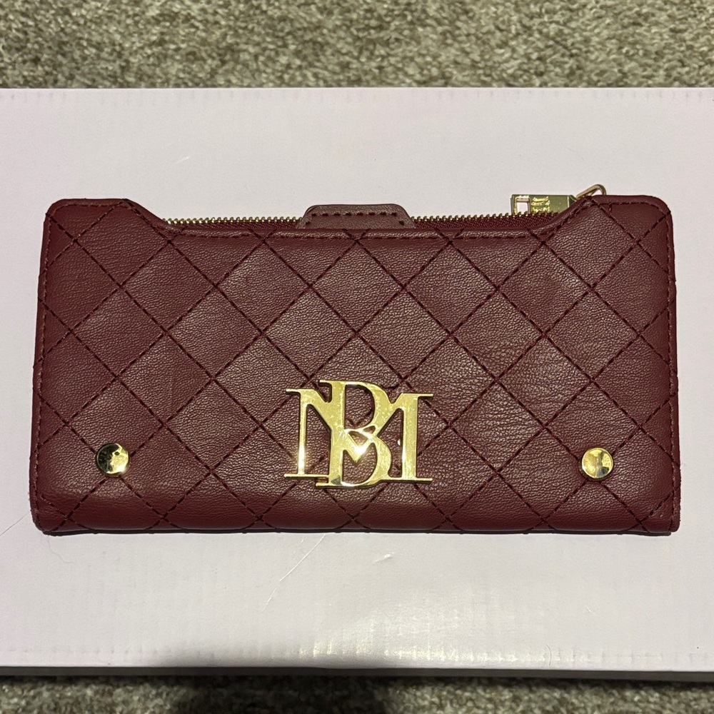 Badgley Mischka Burgundy Quilted Wallet